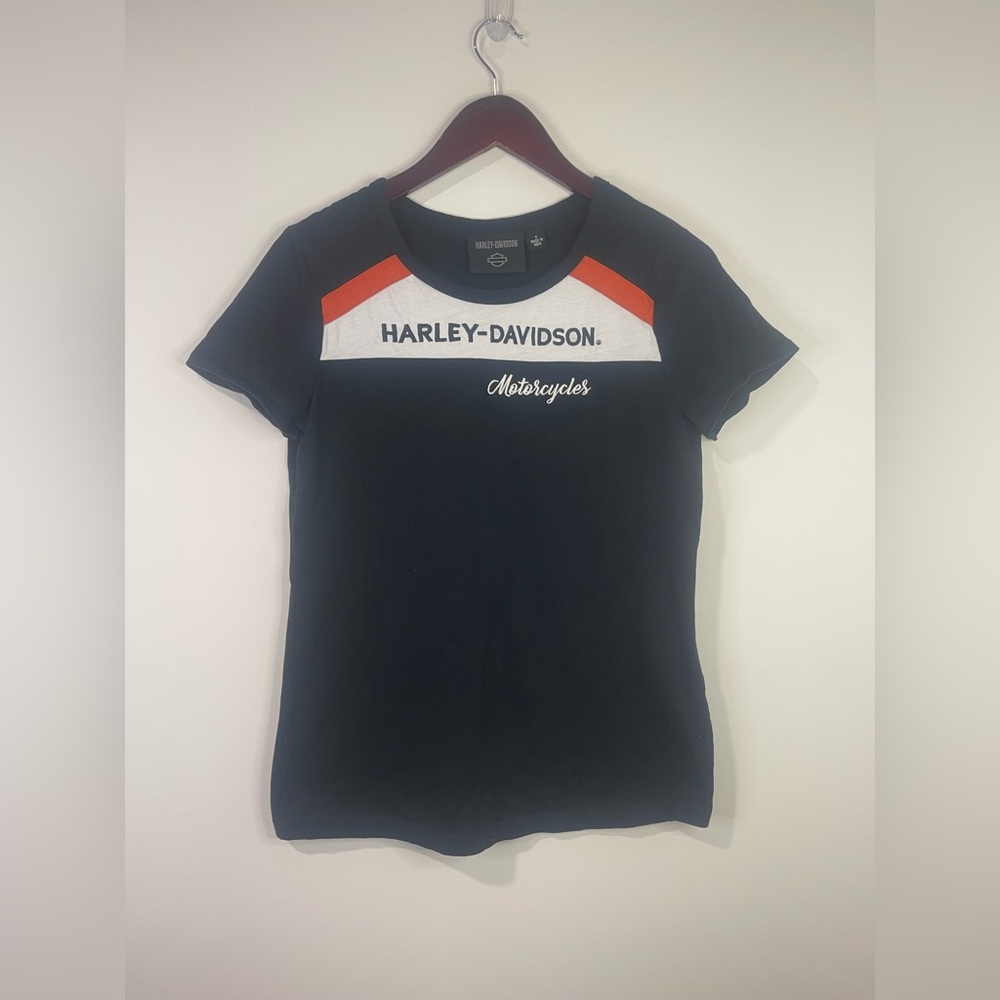 Harley-Davidson Women's Black Tee with Orange Highlights‎